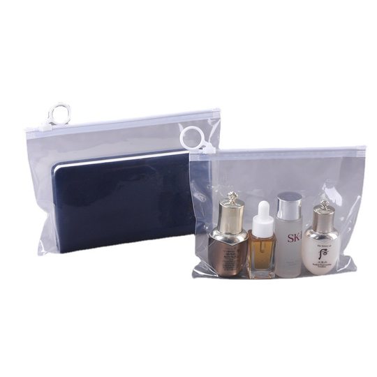 Spot matte beauty pull ring bag student stationery pencil transparent plastic ring zipper travel storage packaging bag