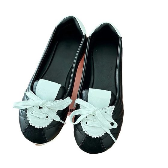 Miaojia Forrest Gump Training Shoes 2024 Spring and Summer New French Ballet Flat Shoes Round Toe Lace-up Single-layer Shoes for Women