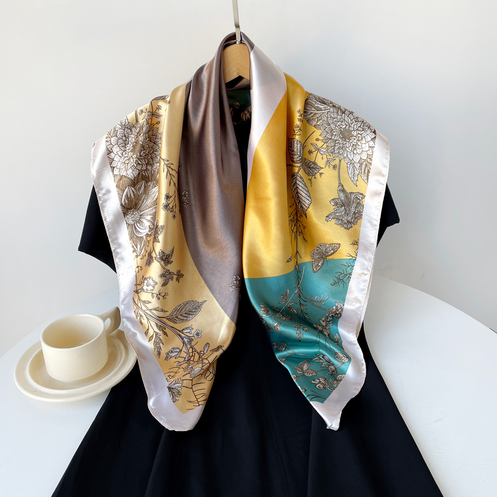 Femmes Style Vintage Vacances Bloc De Couleur Polyester Écharpe En Soie display picture 7