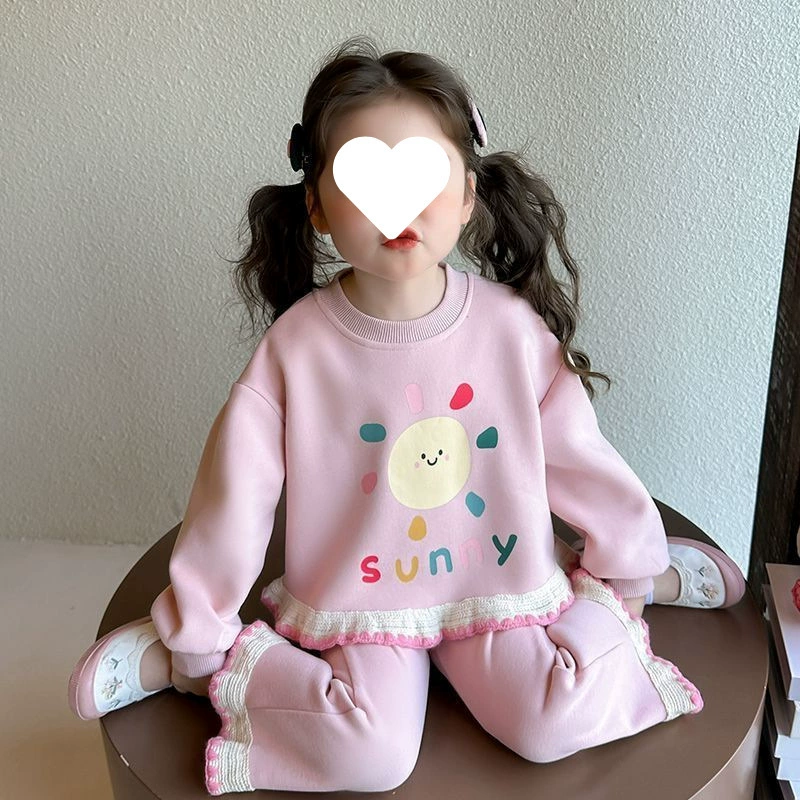 Детский костюм-толстовка для девочек, новый стиль 2025 года, модный весенне-осенний повседневный стиль с мультяшными рисунками