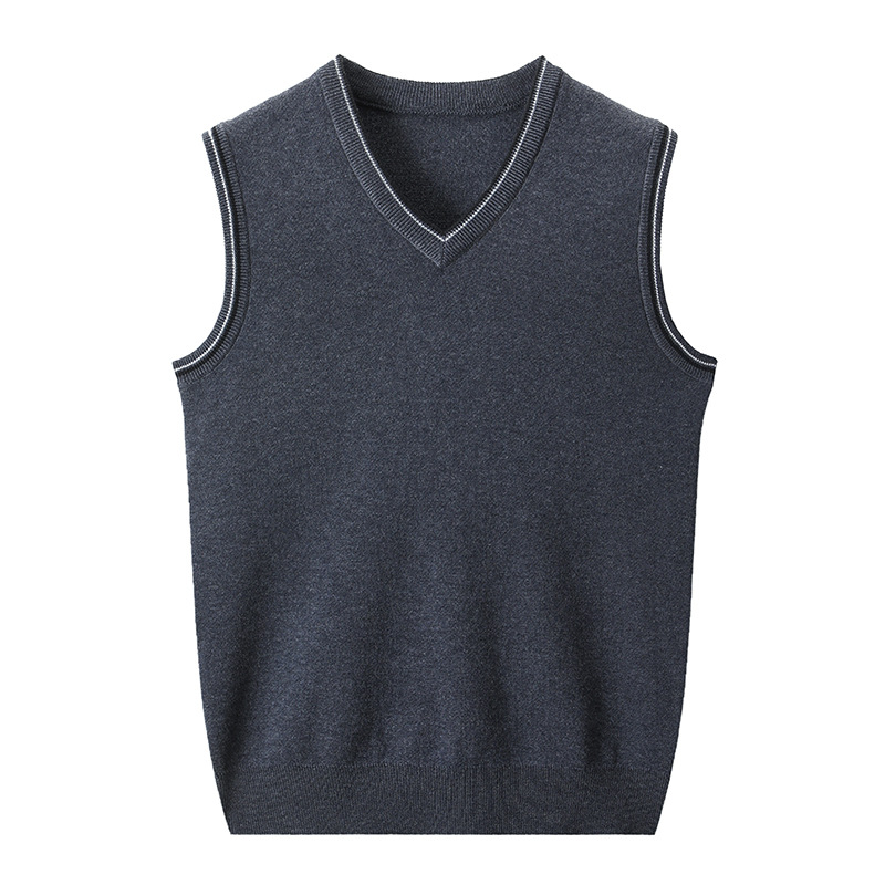 Chaleco Tejido con Cuello en V para Hombre de Lana y Acrílico, Térmico y Transpirable, para Otoño e Invierno