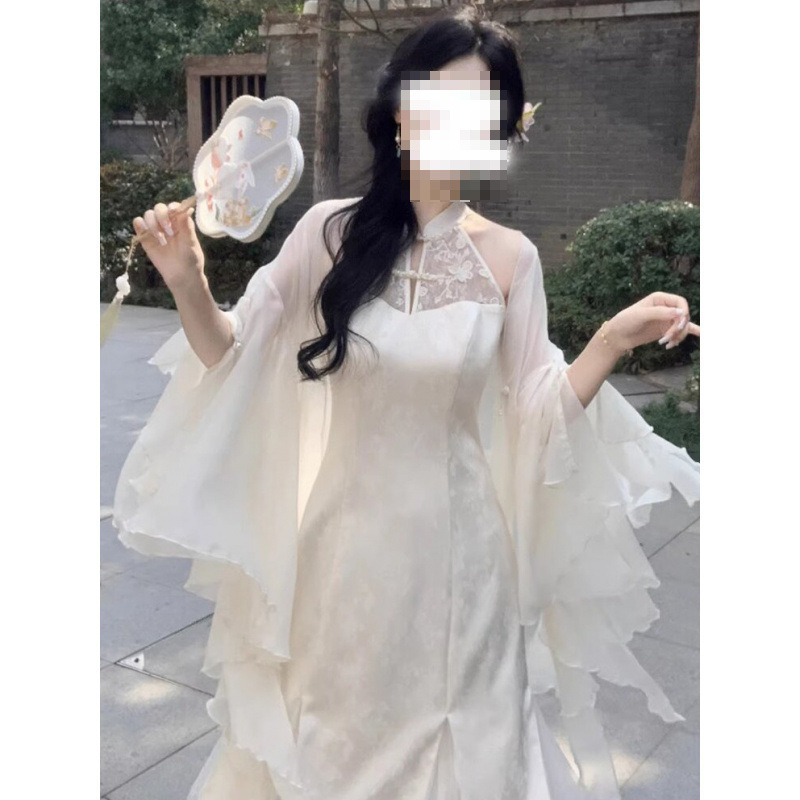 新中式气质荷叶边雪纺防晒衣女夏新款配裙子外搭披肩外套薄纱罩衫|undefined