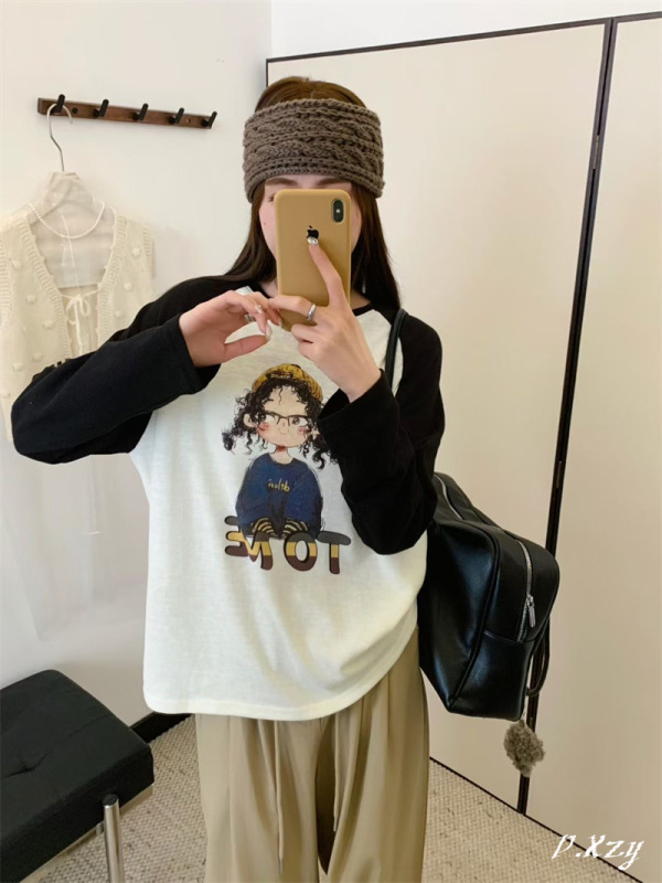 021慵懒风圆领卫衣女秋季新款薄款宽松韩版oversize女式上衣bf|undefined