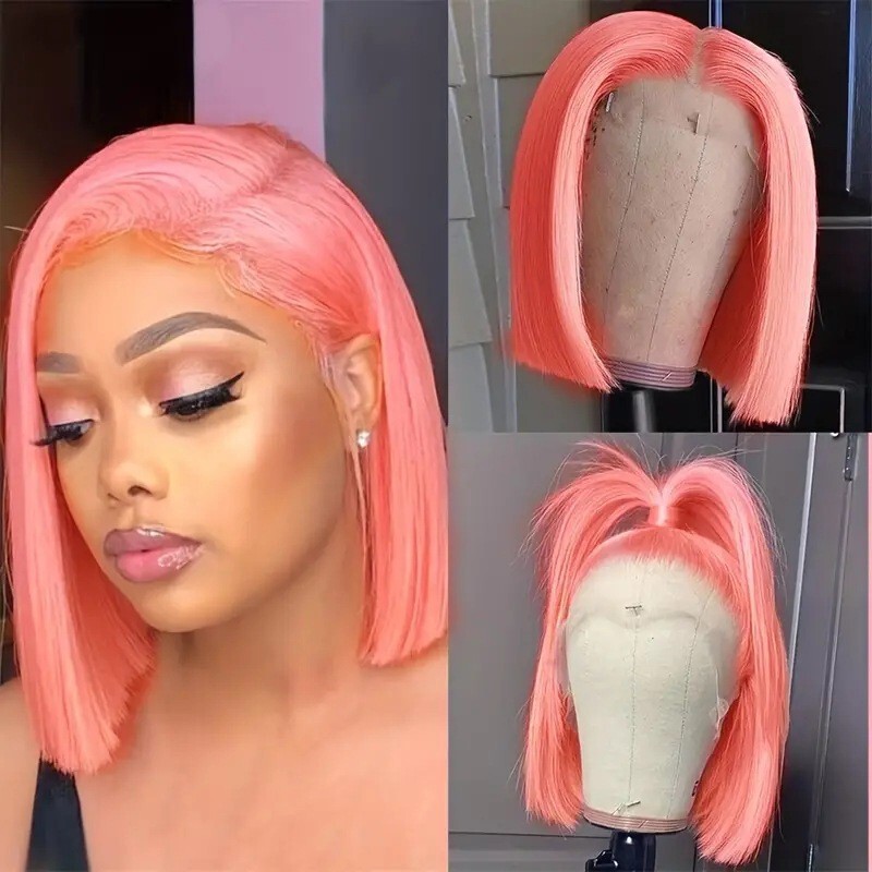 Cross-Border Hot European and American Fashion Wig for Women Bobo Head Short Straight Hair Full Headgear Forehead Lace Wig Wig Cross-Border Hot European and American Fashion Wig for Women Bobo Head Short Straight Hair Full Headgear Forehead Lace Wig Wig