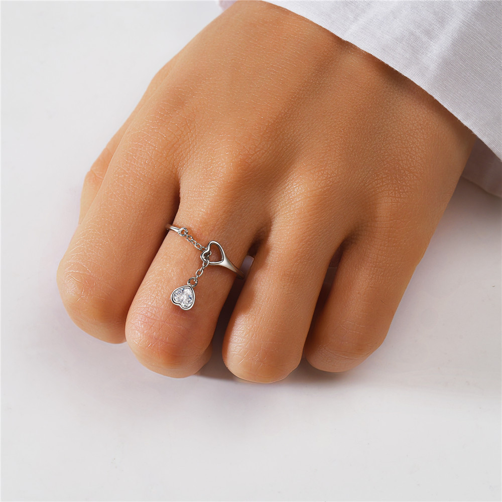 4g Weight Zircon Inlay Material Open Rings Classification Adjustable Ring Size 1 Piece Quantity Daily Occasion 925 Sterling Silver Material Geometric Pattern Women's Gender Plating, Inlay Design Simple Style Style 925 Sterling Silver Zircon Geometric Open Rings 27