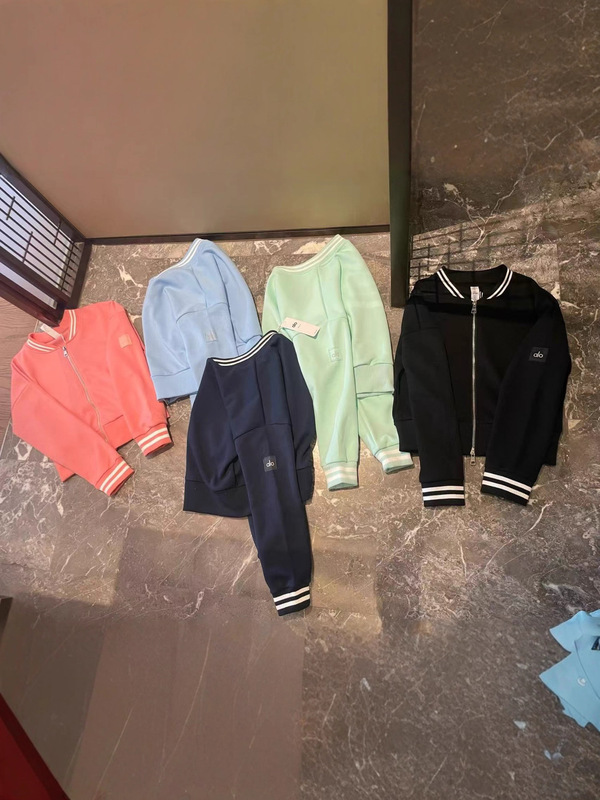 alo 25新款秋季上衣撞色棒球服夹克 修身显瘦气质优雅女开衫外套|undefined
