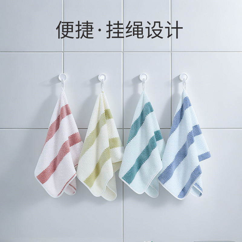 Nueva piña tela escocesa a rayas toalla engrosada toalla de cara absorbente borde no-algodón a rayas toalla de secado al por mayor