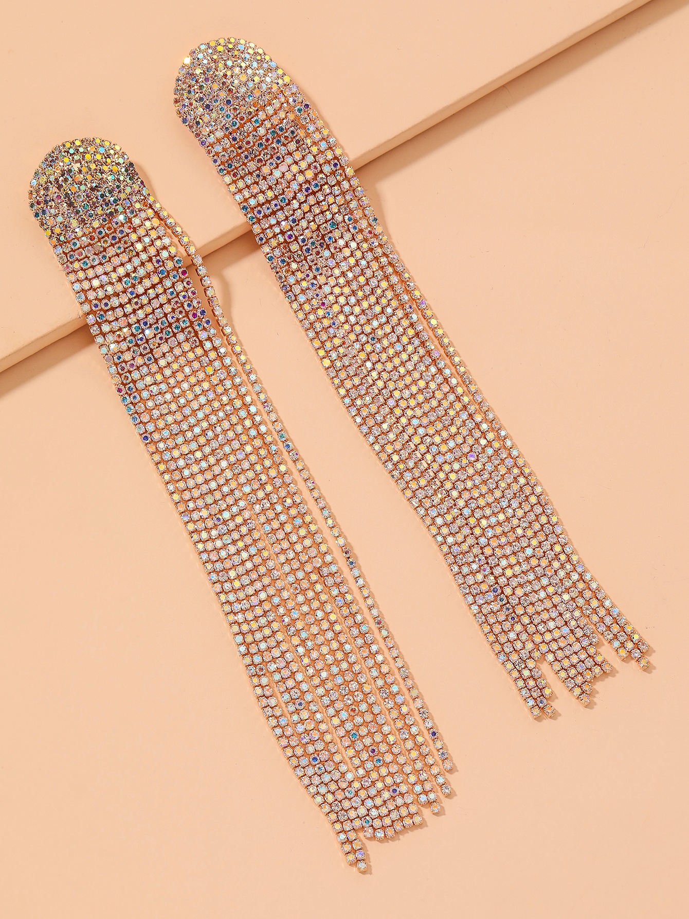 34g Weight Artificial Gemstones Inlay Material Earrings Classification Housewarming, Anniversary, Business, Wedding, Travel, Birthday, Festival Occasion Alloy Material Tassel Pattern Women'S Gender Diamond Design Fashion Style Silver Color Fashion Tassel Diamond Alloy Artificial Gemstones Earrings 2