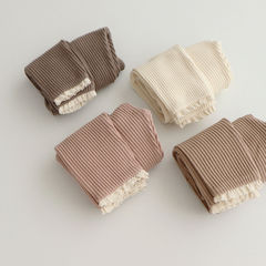 女寶褲子春秋新款彈力外穿打底褲秋褲蕾絲邊百搭小腳長褲0214A001