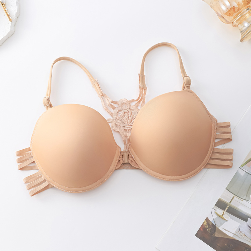 Fábrica de stock de sujetadores de hebilla delantera, cinturón de hombro en forma de Y, ropa interior de moda sin marcas