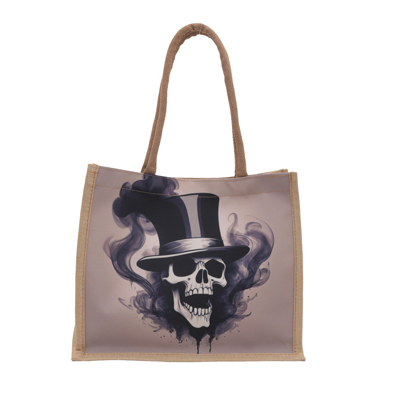 Nueva bolsa de lona de calaveras, bolsa de mano de gran capacidad para mujeres, bolsa de hombro para clases, moda 2024