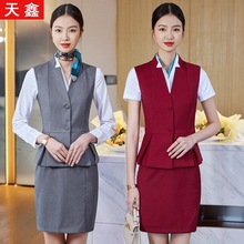 空姐制服职业马甲套装女酒店服务员工作服美容师收银员前台工装夏