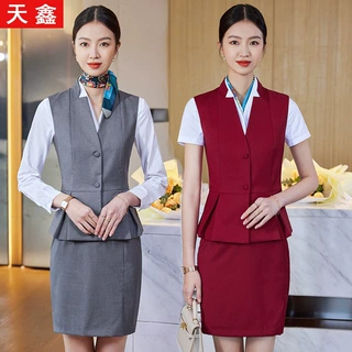 空姐制服职业马甲套装女酒店服务员工作服美容师收银员前台工装夏