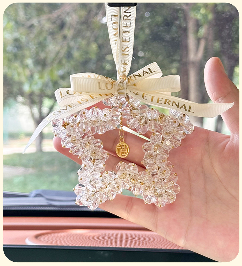 New car pendant Crystal five-pointed star Car Rearview mirror decoration car pendant creative decoration car pendant