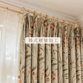 WT2U卧室窗帘挂钩式田园风2023年新款客厅美式全遮光布飘窗儿童房