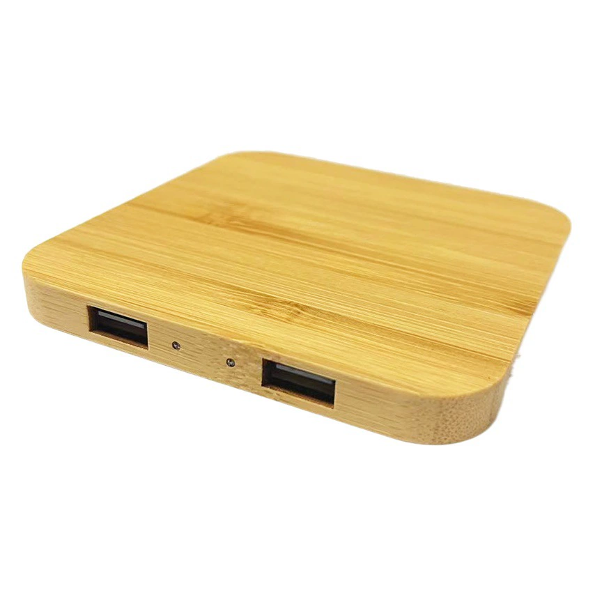 Беспроводное зарядное устройство 3-в-1 из бамбукового дерева, 15 Вт, для зарядки 3 телефонов, с двумя USB-портами, быстрая зарядка, флеш-зарядка