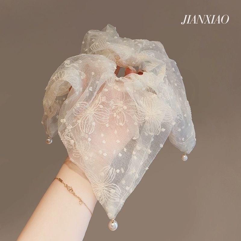 甜美清新蝴蝶结大肠发圈蕾丝花边新款马尾发绳少女头绳发饰批发|undefined