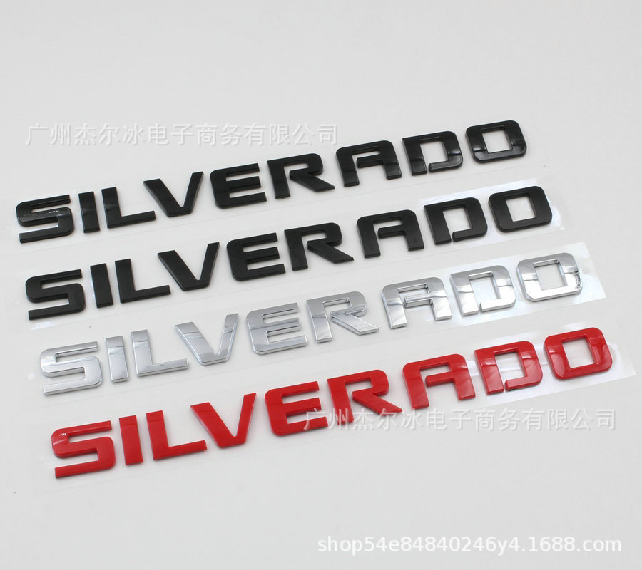 Suitable for Chevrolet Silverado pickup truck logo ABS tail box labeling English letters modified labeling
