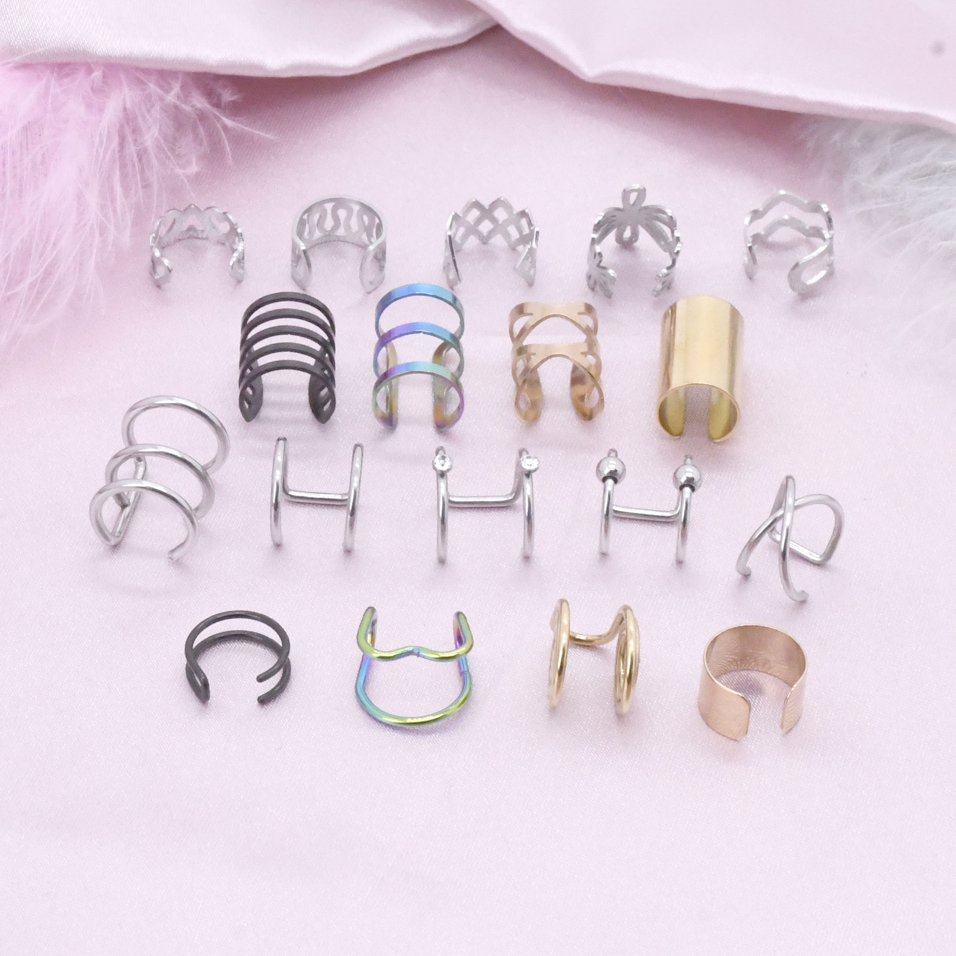 Cross-Border Supply 304 Stainless Steel C-Shaped Non-Piercing Ear Clips, Ear Bone Clips, African Dreadlock Clips, Jewelry Wholesale