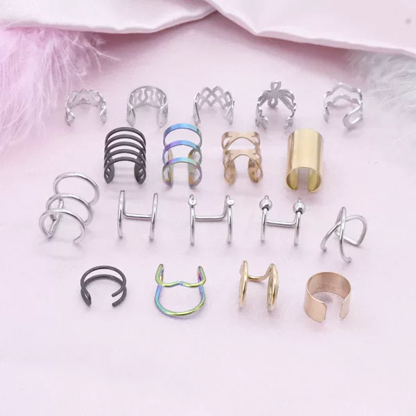Cross-Border Supply 304 Stainless Steel C-Shaped Non-Piercing Ear Clips, Ear Bone Clips, African Dreadlock Clips, Jewelry Wholesale