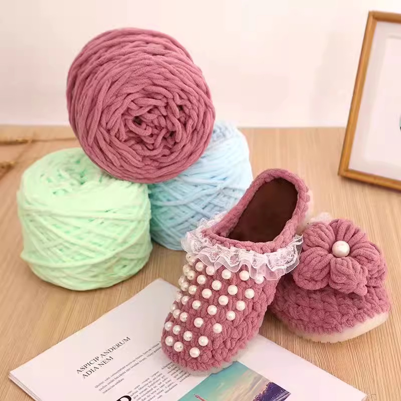 [ 0.19kg ] Ice Line Single Strand Small Ice Strip Thick Wool Ball Hand-knitted Scarf Hook Slippers Seat Cushion Line