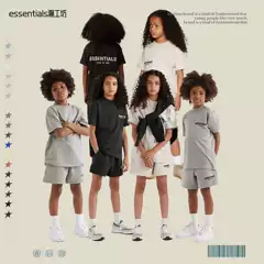 ESSENTIALS Children's Pure Cotton Short-sleeved T-shirt Summer Middle and Big Children's Summer Dress Trendy Brand Fried Street T-style Children's Dress