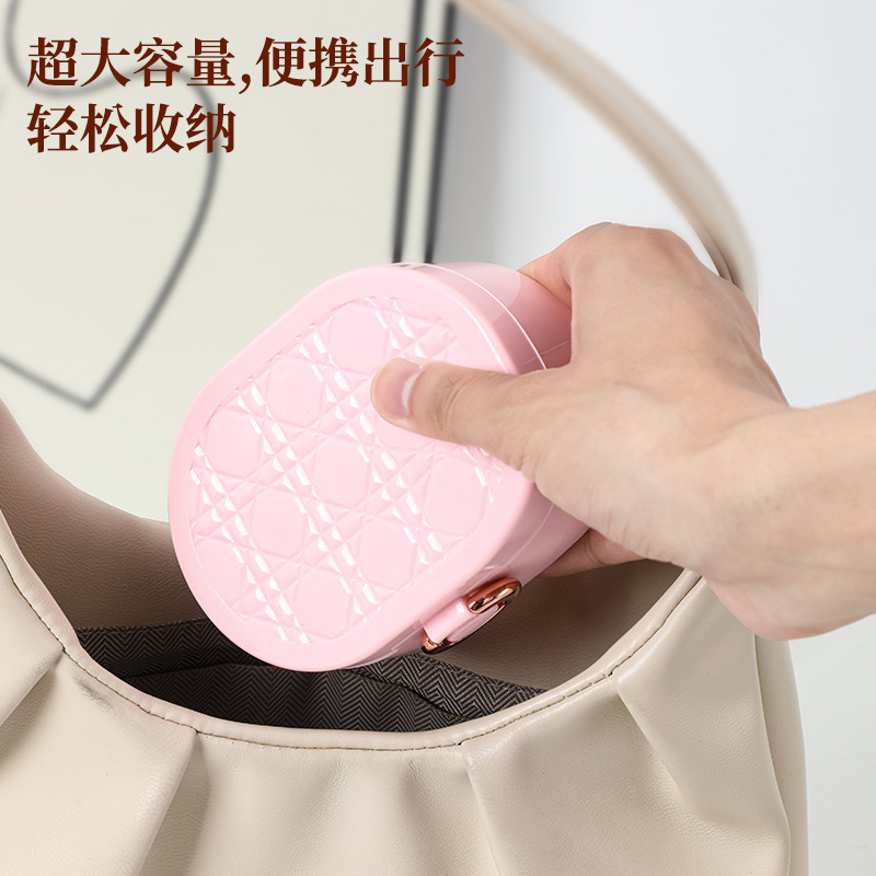 藤格纹首饰盒便携小型手饰品耳钉项链戒指收纳盒迷你旅行分格收纳|undefined