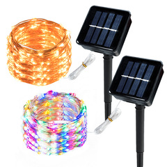 太陽能燈串 聖誕戶外彩燈星星裝飾燈批發  led銅線露營串燈