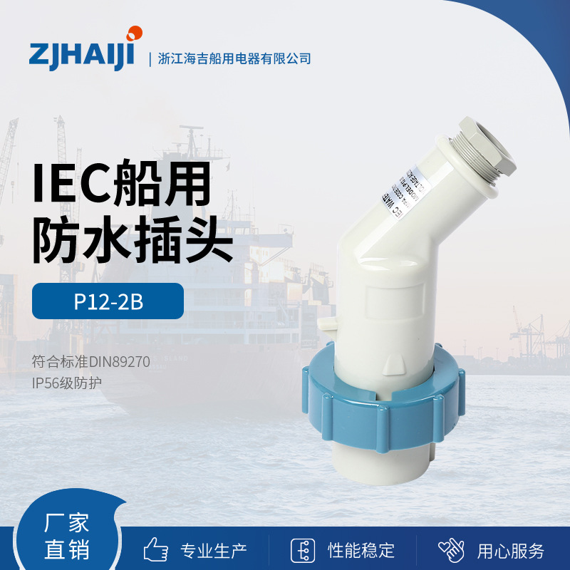 厂家直销 船用灯具IEC防水插头P12-2B 防水插头连接器防水插头