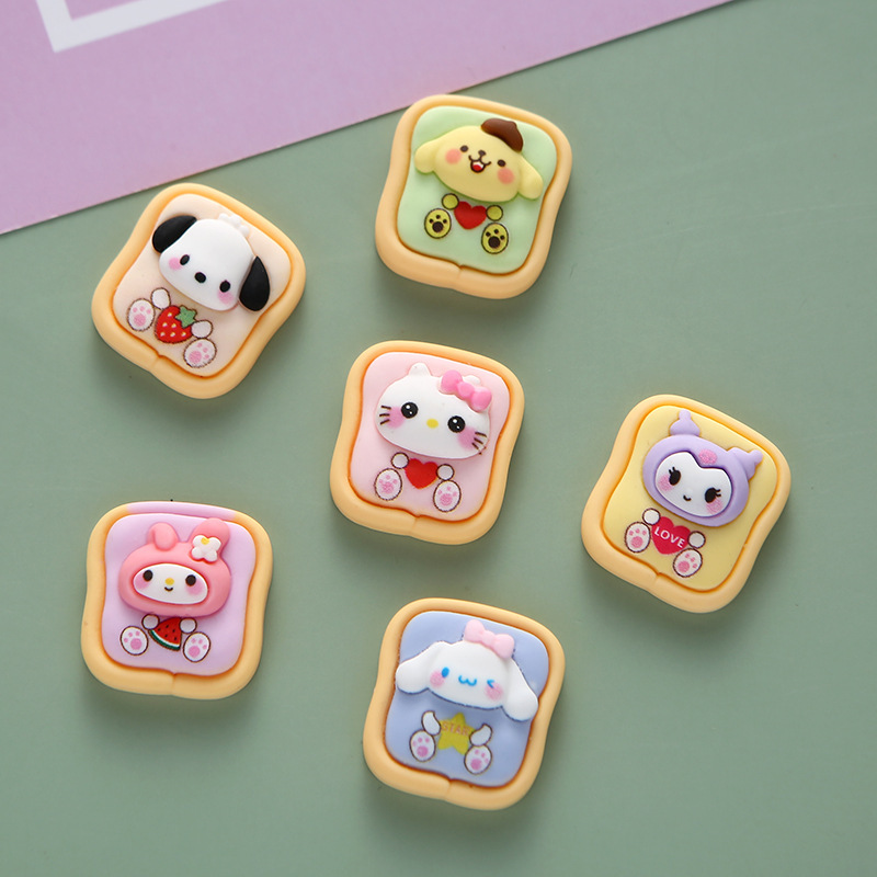 Nuevo animal tostado resina terminado accesorios de alimentos DIY crema pegamento teléfono caso diadema nuevo Sanrio material venta al por mayor