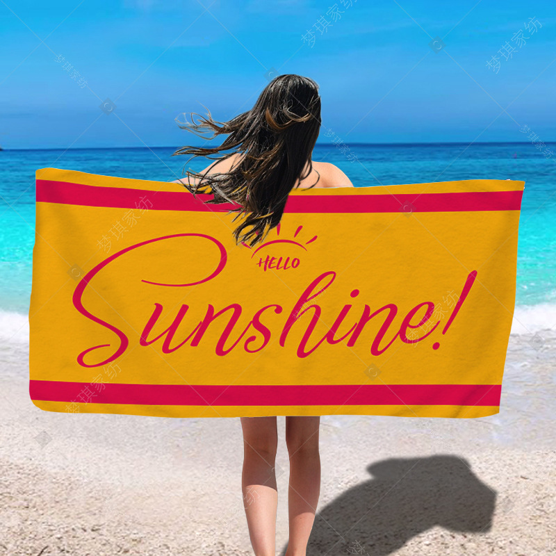 Cross-border new tropical plant beach towel microfiber square towel absorbent bath towel quick-drying sunscreen shawl Digital