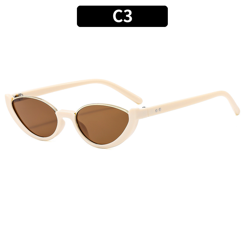 Nuevas gafas de sol de media montura con ojos de gato transfronterizas, chicas calientes europeas y americanas, nicho, gafas de sol de protección solar de hip-hop de calle Sunglass