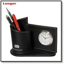 供应办公文具   皮革笔筒钟  火炬笔筒钟  LG-B015B