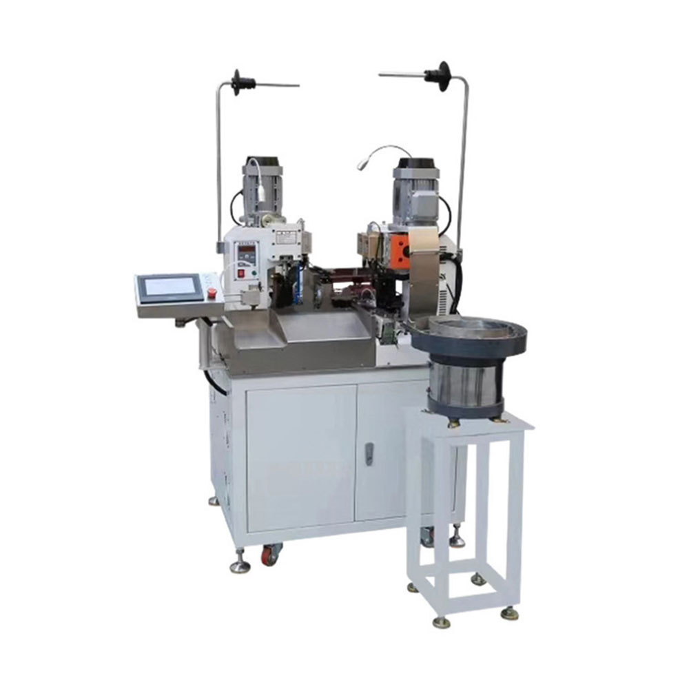 全自动切线剥皮双头压端子穿套管机热缩管穿护套