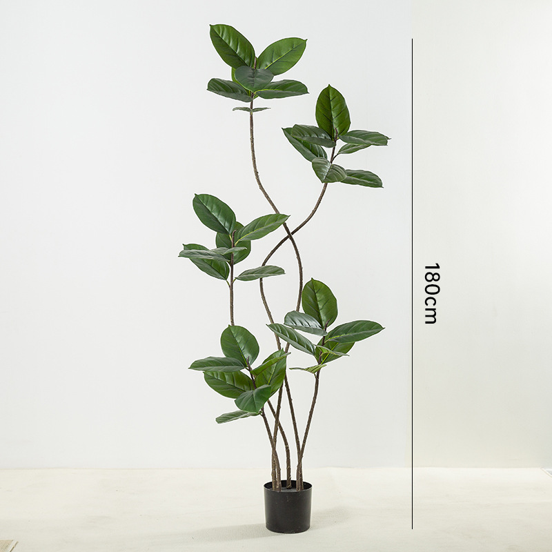 Wabilifeng Net Red Planta de simulación de piso a gran escala, roble, planta falsa, planta en maceta, ventana, sala de estar interior, planta decorativa