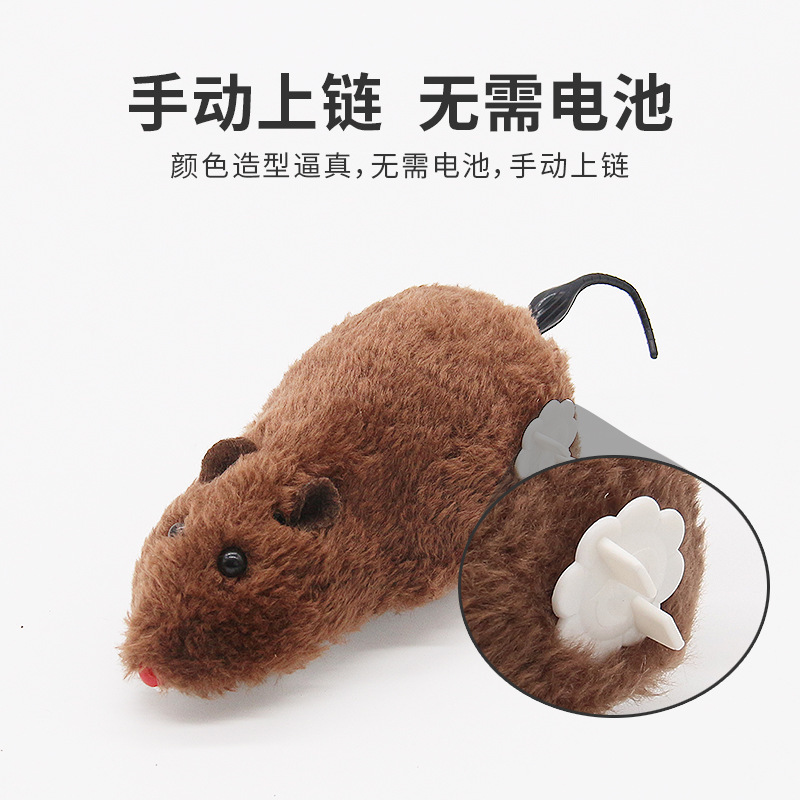猫のおもちゃの上で鎖のぜんまいのネズミはネズミを巻きます。|undefined