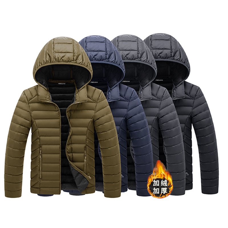 Amazon transfronterizo de los hombres de lana forrada engrosada ropa de algodón acolchado con capucha Pat ropa de algodón acolchado costilla de algodón europeo y americano de suministro de comercio exterior al por mayor