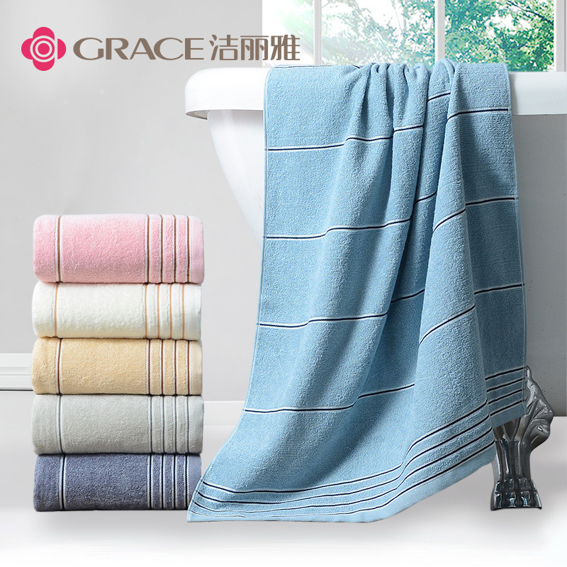 La serviette de bain de Jialiya en coton doux absorbe l'eau, le logo de la broderie de la serviette de bain en coton Jialiya 7378