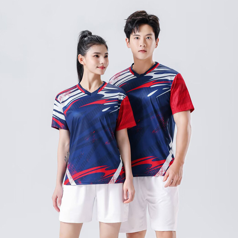 New Quick-Drying Badminton Suit for Men and Women, Breathable Tennis Table Tennis Volleyball Training Game Team Uniform with Printing