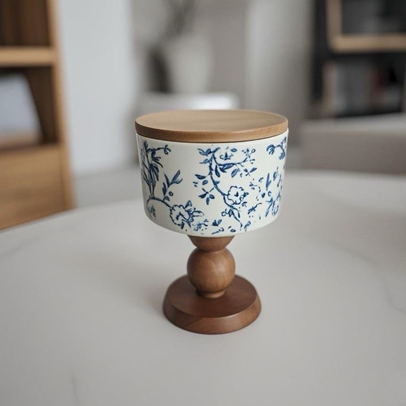 フランス風立体蝶カップ デザートカップ コーヒーカップ アロマキャンドルカップ 高脚陶器カップ 蓋付き レトロ風アロマカップ|undefined
