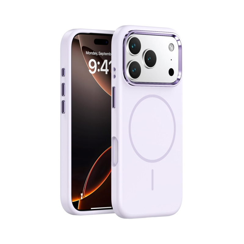 新しい iPhone17Air 携帯電話ケース金属レンズ磁気吸引ハイエンド Apple 17 液体シリコーン保護カバー|undefined