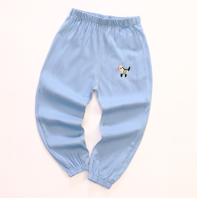子供用防蚊ズボン夏の薄い女の子の灯籠ズボンのシルク綿の中の子供のゆったりとしたカジュアルな男の子のデニムのズボン|undefined