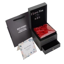 永生花首饰盒双层抽屉口红包装现货情人节精美9朵玫瑰花礼物盒子