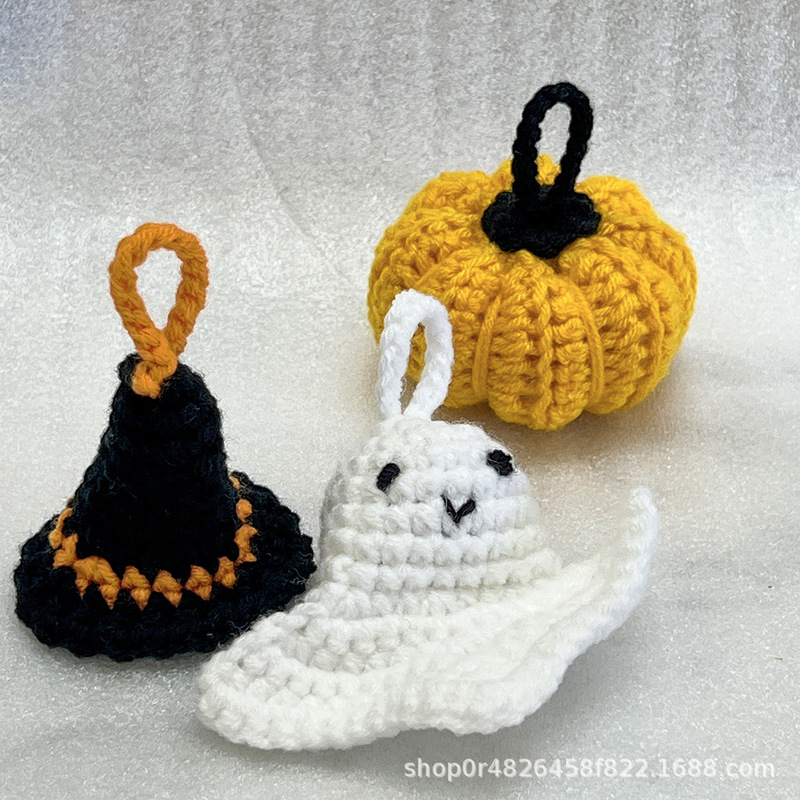 ハロウィンニット花完成品かぼちゃかぼちゃかぎ針編みストラップ新作手作り毛糸キーアクセサリー魔法漫画|undefined