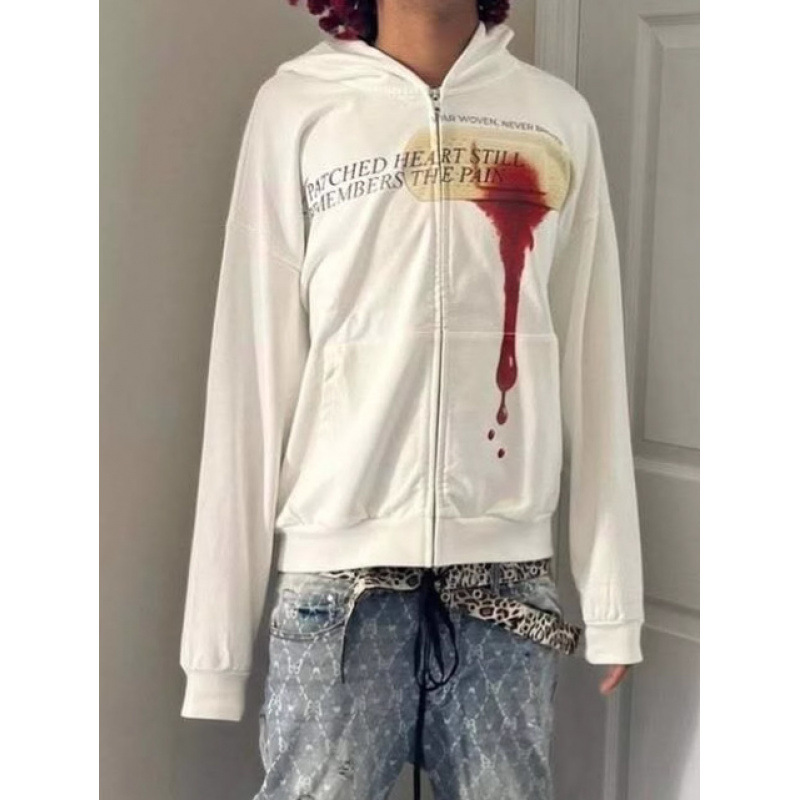 Men's Clothing Street Sweatshirt European And American Long Sleeved Pullover Hoodie Sweatshirt Dark Retro Punk Print Jacket_viptrois.com