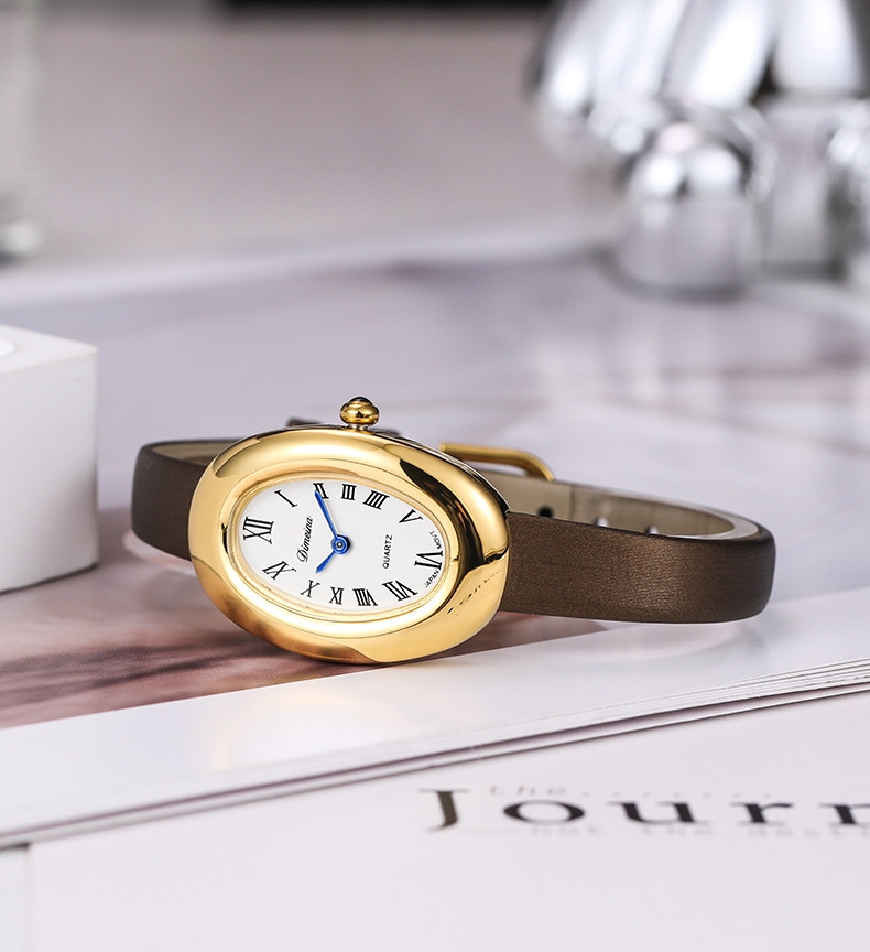 26g Weight Tempered Glass Mirror Material Genuine Leather Strap Material Watch Classification Pointer Display Type Buckle Buckle Style Oval Dial Shape Holiday, Daily Occasion Quartz Movement Solid Color Pattern All Seasons Season Women's Gender Vacation, Simple Style Style Vacation Simple Style Solid Color Buckle Quartz Watch Women's Watches 9