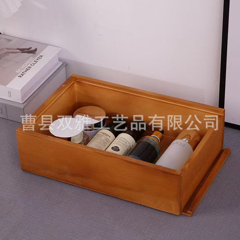 长方形木质抽拉盒做旧月饼木盒复古伴手礼推拉盖实木包装盒批发|undefined