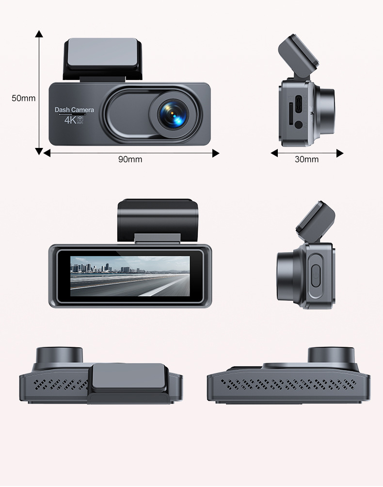 Cross-Border New Product Driving Recorder Hd 4K Front and Rear Dual Recording Mobile Phone Interconnection Gps Driving Track Car 5Gwifi