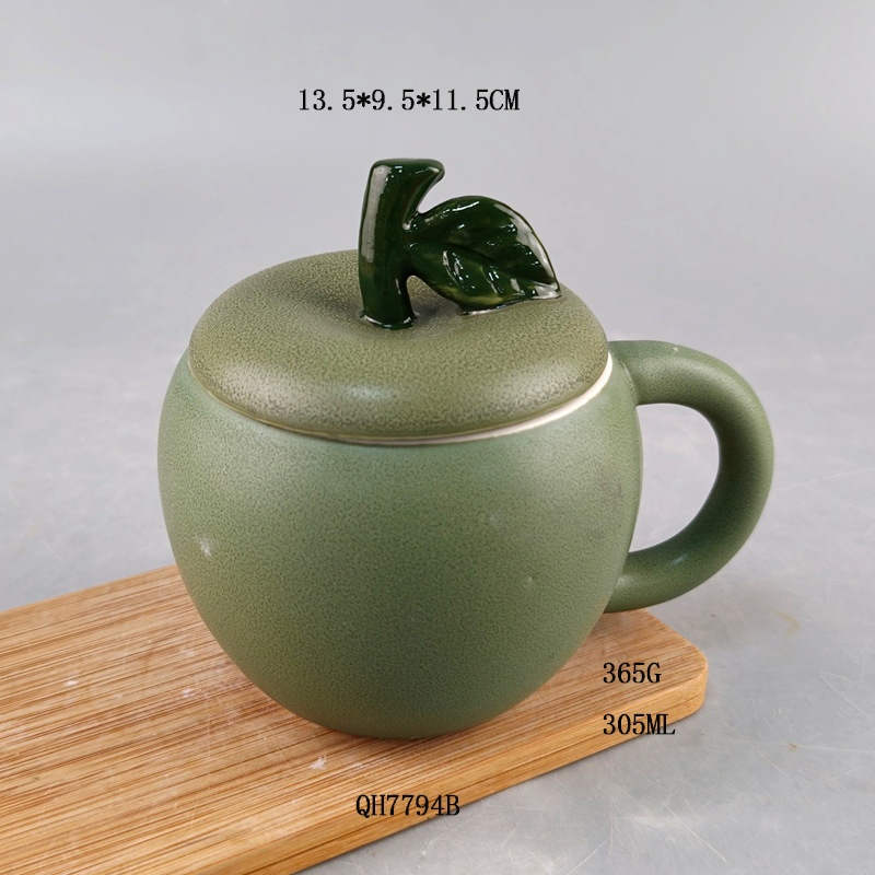 Taza de cerámica de manzana creativa taza de frutas casera encantadora con taza de agua con tapa de alta calidad regalo de Navidad