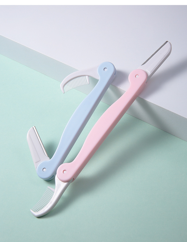 LMLTOP Double-head Folding Eyebrow trimmer 2 pieces, 2-in-one micro Eyebrow scraper with eyebrow comb, SY1054 undefined